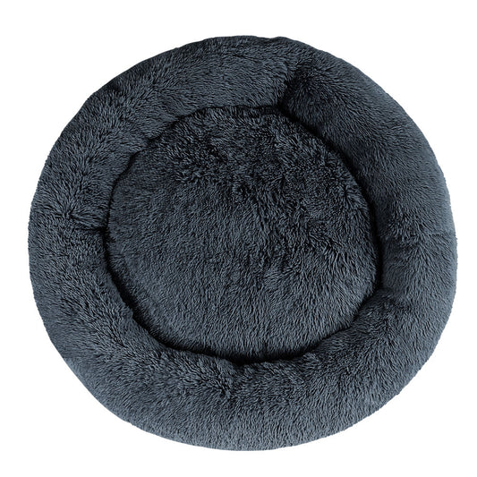 i.Pet Calming Plush Dog Bed – Soft & Washable (Dark Grey, XL 110cm)