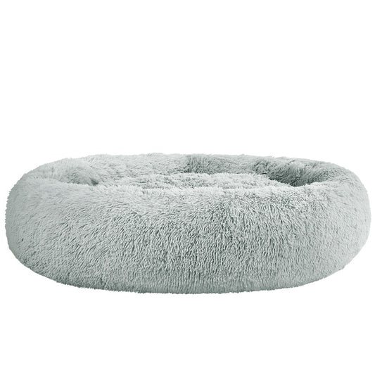 i.Pet Calming Plush Dog Bed – Soft & Washable (Light Grey, XL 110cm)