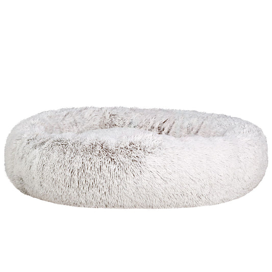 i.Pet Calming Plush Dog Bed – Soft & Washable (White Brown , XL 110cm)