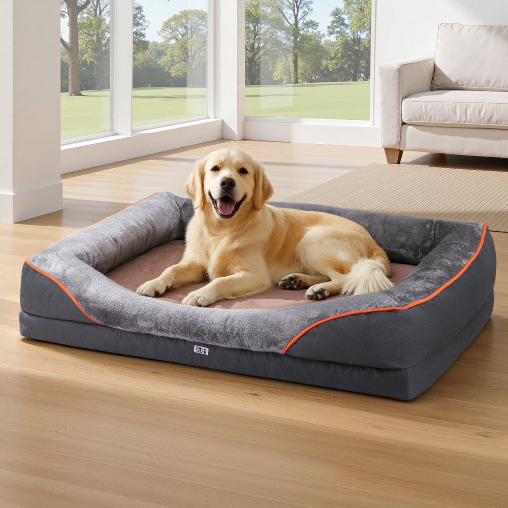 Orthopaedic Dog Bed β Plush Fleece Comfort & Supportive Foam (Large, 120Γ90cm, Grey)