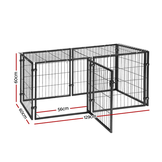 i.Pet Large Dog Crate Cage Playpen 129cm Puppy Pen Pet Enclosure Black