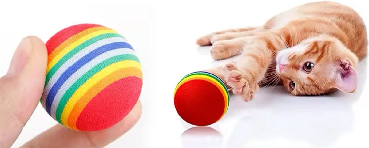 4 Pieces Cat Balls | Cat Toys | Cat Toys | Interactive Play | Kittens | 3.5 CM | Rainbow 4 Pieces