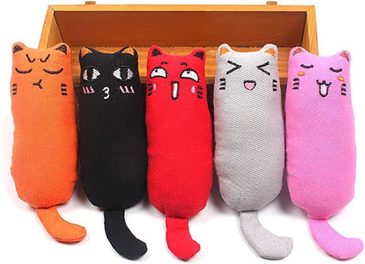 Petluno 5Pcs Bite Resistant Catnip Toy for Cats,Catnip Filled Cartoon Mice Cat Teething Chew Multicolor