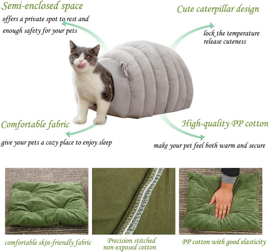 Orange Brown Cat Cave Bed - Cozy Pet House for Cats - Soft Comfortable Kitten Bed