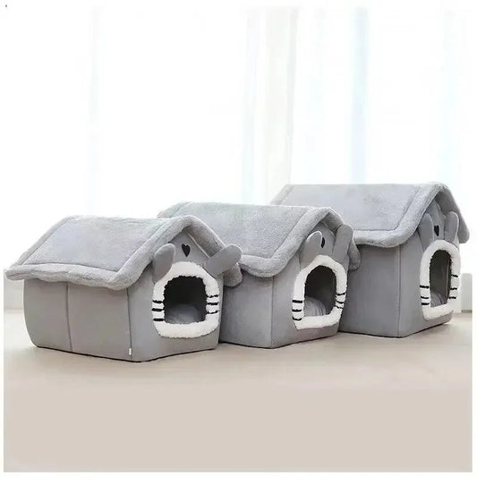 Soft Indoor Dog House & Bed, Washable Grey