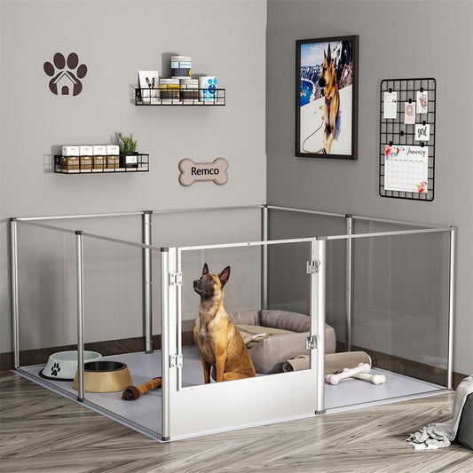 Large Acrylic Dog Playpen 163x102.5x80CM, 6 Panels