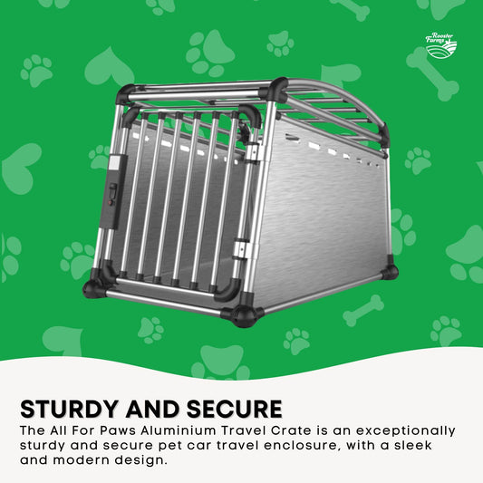 Aluminium Dog Travel Crate 63x68x88cm - Large Pet Car Transport Cage Kennel Box