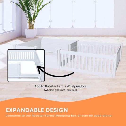 Rooster Farms PVC Dog Play Pen Extension for Whelping Box - 95cm x 95cm x 48cm