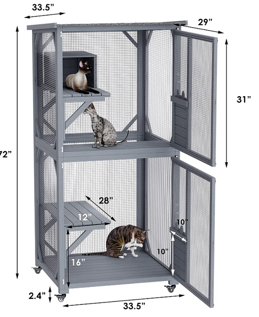 YES4PETS Pet Cat Bird Shelter Condo with Escape Door Wooden Kitten Cage House