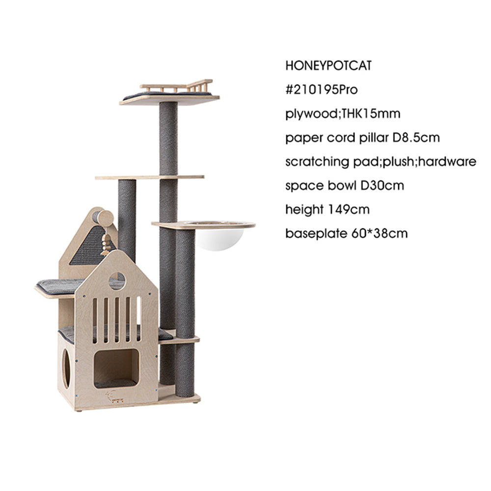 HONEYPOTCAT Grand Cat Mansion With Space Capsule - 148cm