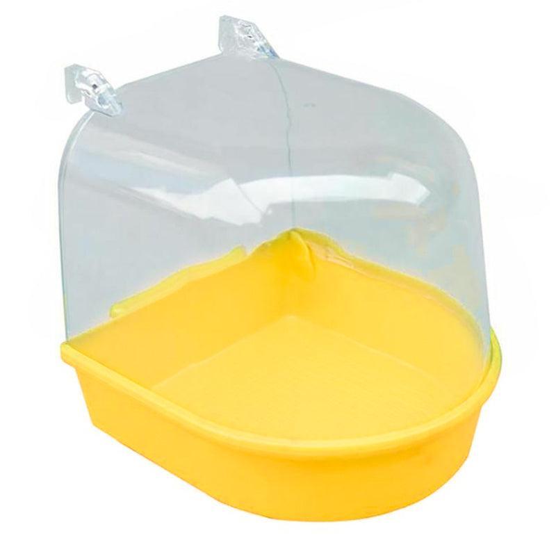 Bird Water Bath Tub For Pet Cage Hanging Bowl Parrot Birdbath Pet Cleaning - Yellow