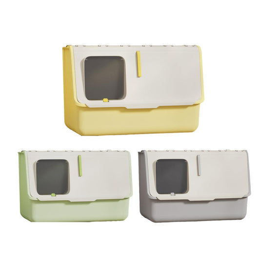 Large Fully Enclosed Cat Litter Box with Lid Odor Control Litter Pan for Cats - Green