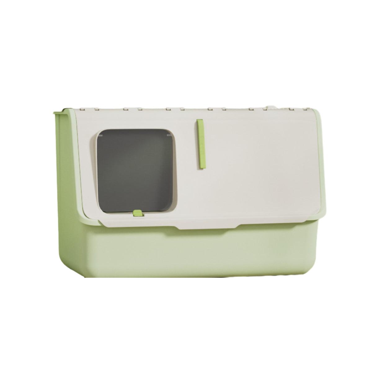 Large Fully Enclosed Cat Litter Box with Lid Odor Control Litter Pan for Cats - Green