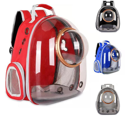 Travel Space Capsule Dog Cat Bag Breathable Outdoor Pet Backpack Carrier - Red