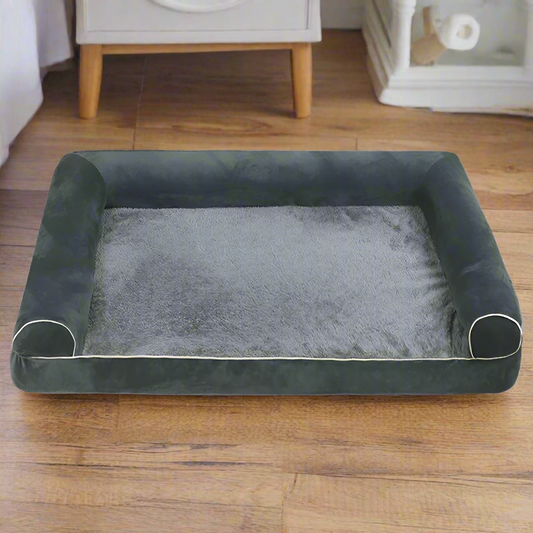 Large PawfectFriend Orthopedic Dog Bed 3-Side Comfort Bolster Padded Calming Mattress Bed with Removable Cover