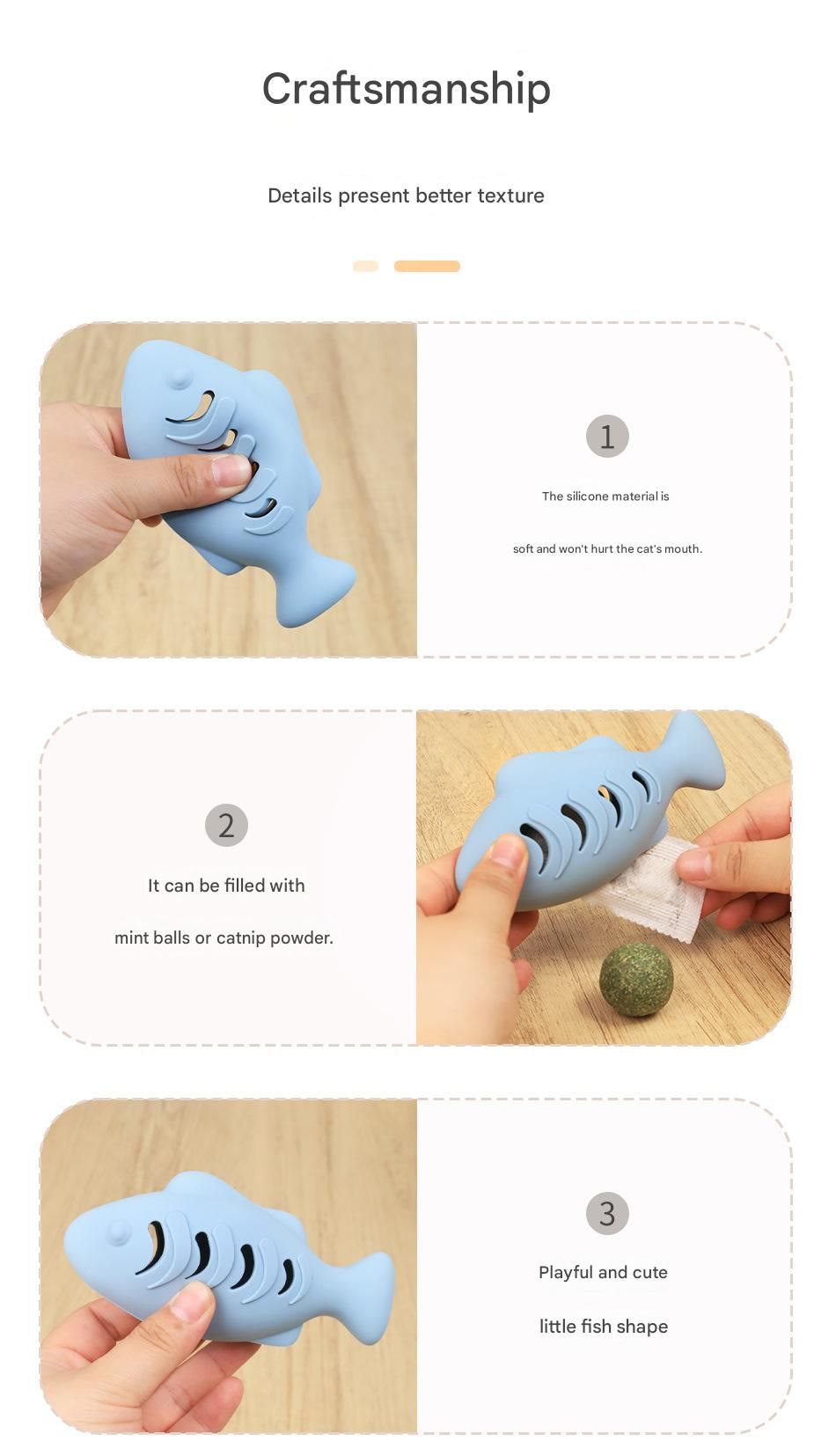 2-piece Green Fish-Shaped Silicone Cat Toy and Catnip– 3-in-1 Interactive & Self-Entertaining Toy with Catnip/Cat food, Dental Care & Hairball Relief – BPA-Free, Food-Grade Safety