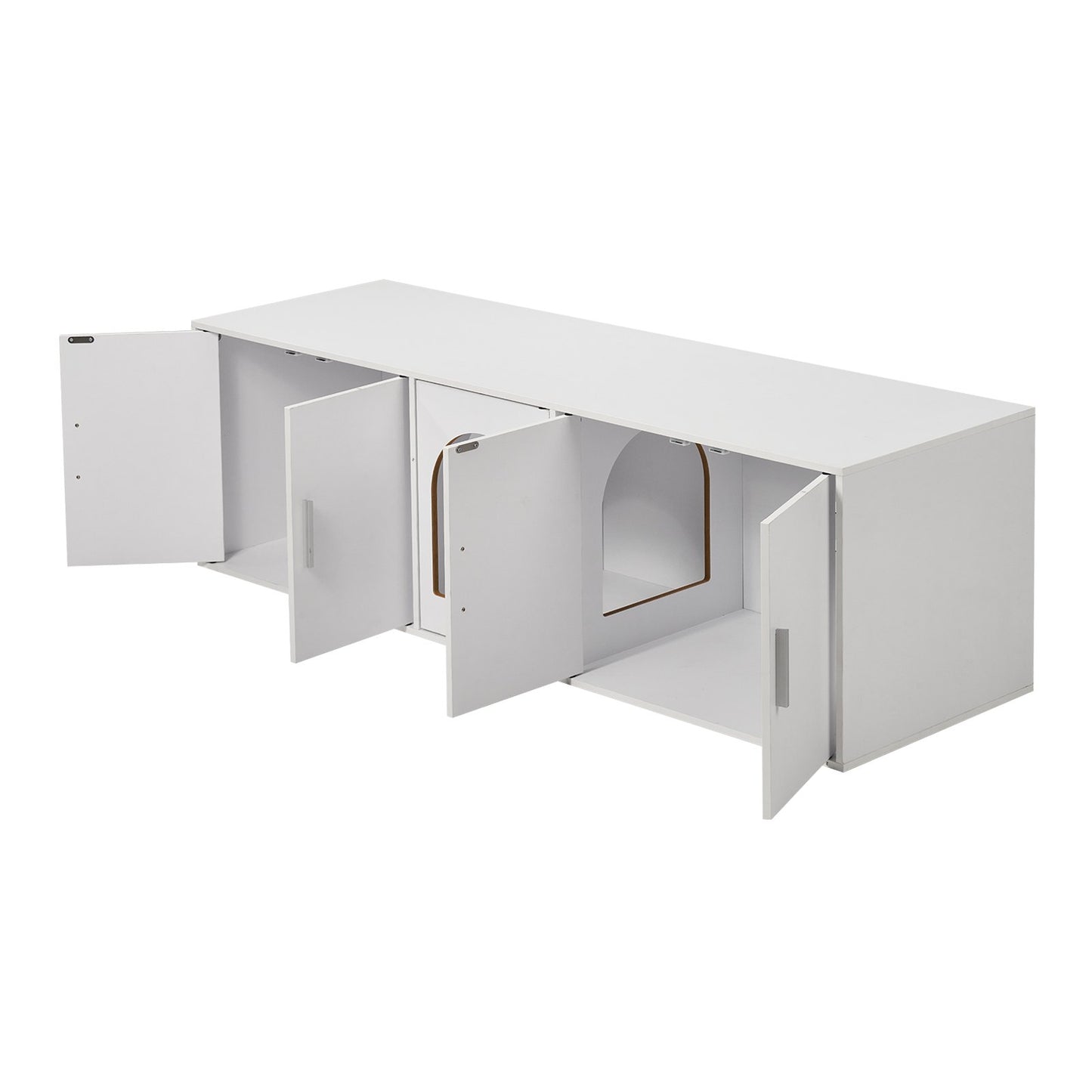VEVOR Cat Litter Box Enclosure Wooden Litter Box Furniture Hidden 57.9" White