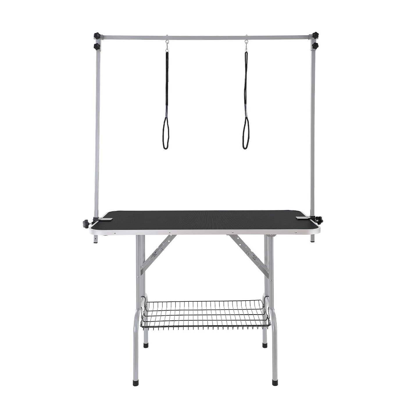 VEVOR Pet Grooming Table Two Arms with Clamp, 117cm Dog Grooming Station, Foldable Pets Grooming Stand for Medium and Small Dogs, Free Two No Sit Haunch Holder with Grooming Loop, Bearing 149.7kg