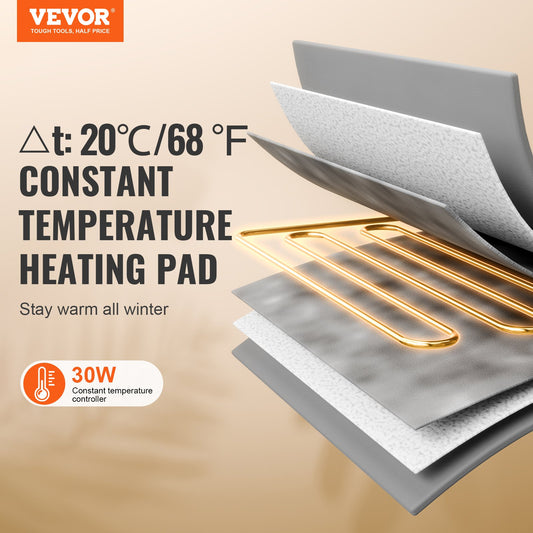 VEVOR Elevated Heated Cat House, Cuboid Kitty Shelter with Adjustable Temperature and Timer, 900D Oxford Cloth Foldable Cat Shelter with Heated Pad for Winter to Stay Warm and Cozy, Green (Large)