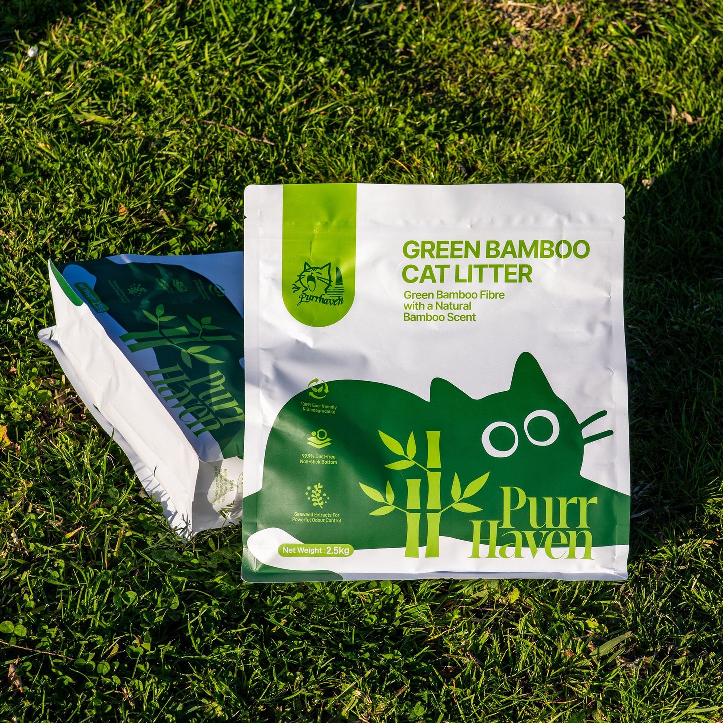 PurrHaven Green Bamboo Cat Litter 7.5kg (3 Pack) – Biodegradable, Flushable, Dust-Free & Fast Clumping