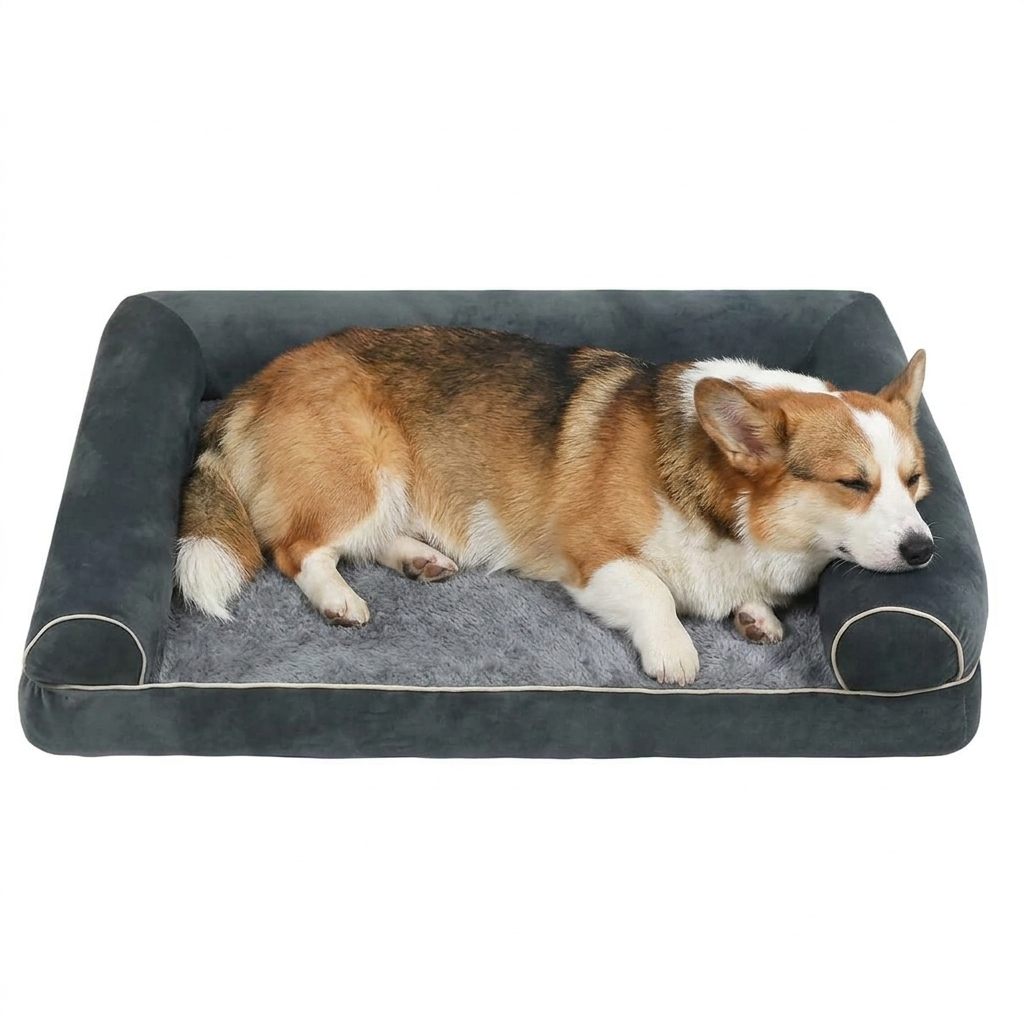 Orthopaedic Dog Bed with Bolster – Supportive & Washable (Medium)