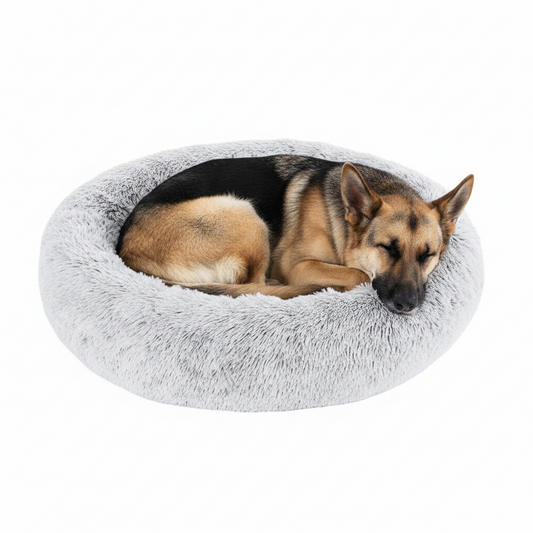 i.Pet Calming Plush Dog Bed – Soft & Washable (Light Charcoal, XL 110cm)