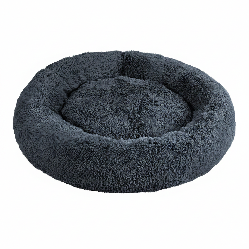i.Pet Calming Plush Dog Bed – Soft & Washable (Dark Grey, XL 110cm)