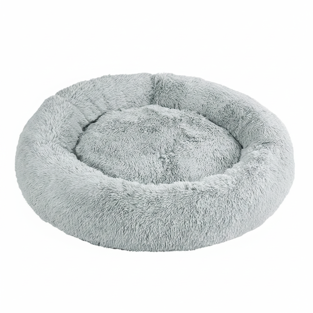i.Pet Calming Plush Dog Bed – Soft & Washable (Light Grey, XL 110cm)