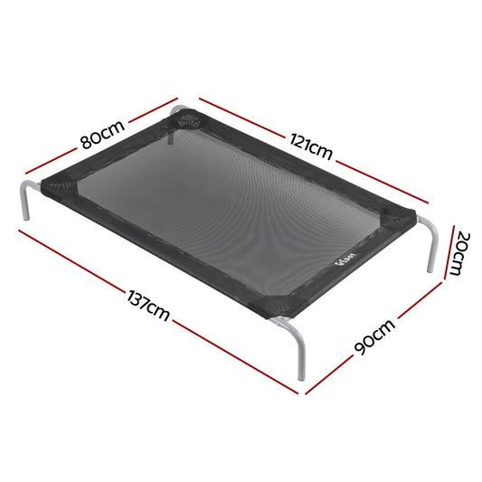 i.Pet Pet Dog Bed Elevated Trampoline Durable Raised Heavy Duty Large Dogs 90x137cm Black