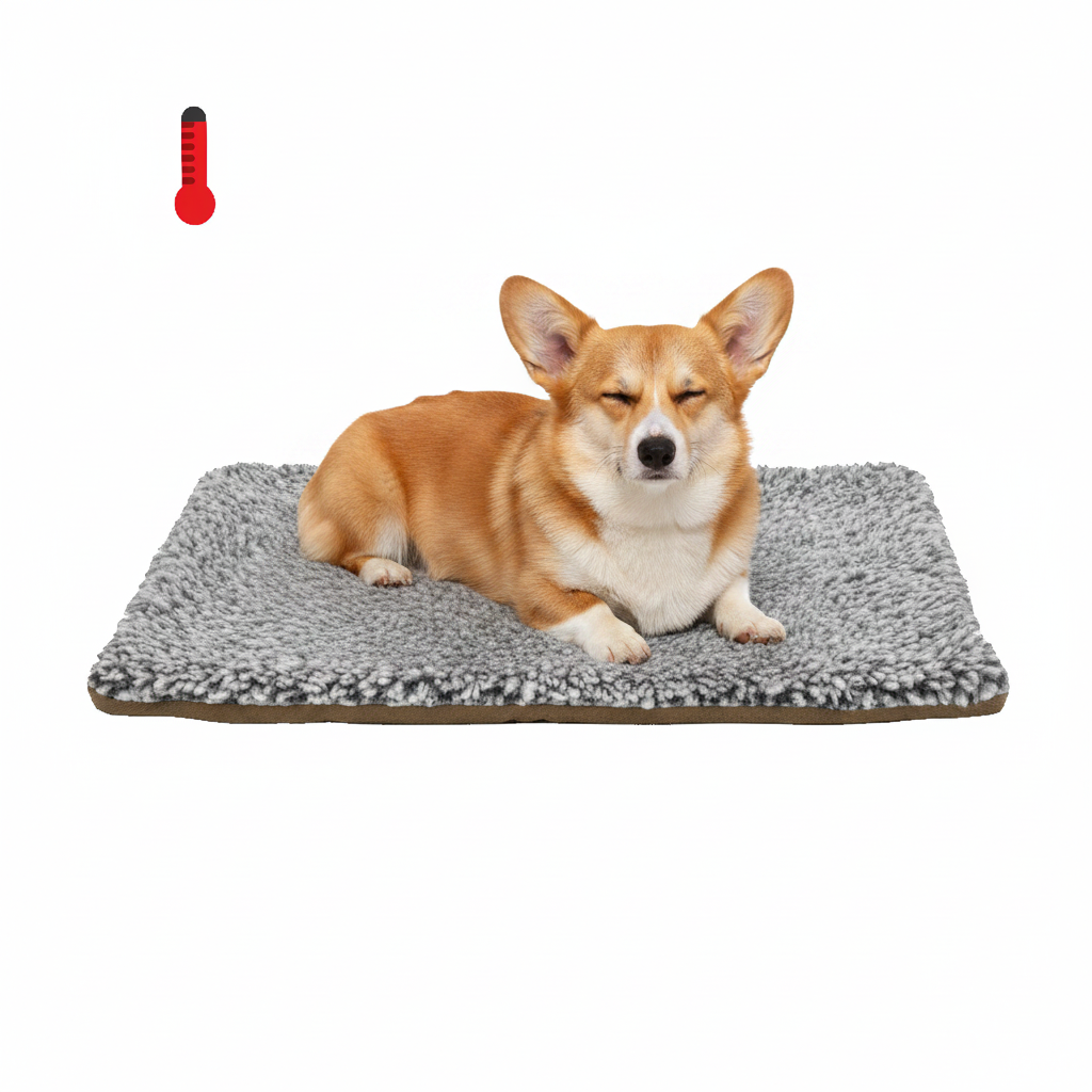 70 x 115 CM Self-Warming Thermal Pet Fluffy Mat with Machine Washable & Removable Zippered Cover - Waterproof Soft Cotton Fleece Bed for Dogs & Cats