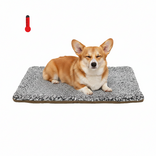 70 x 50 CM Self-Warming Thermal Pet Fluffy Mat with Machine Washable & Removable Zippered Cover - Waterproof Soft Cotton Fleece Bed for Dogs & Cats