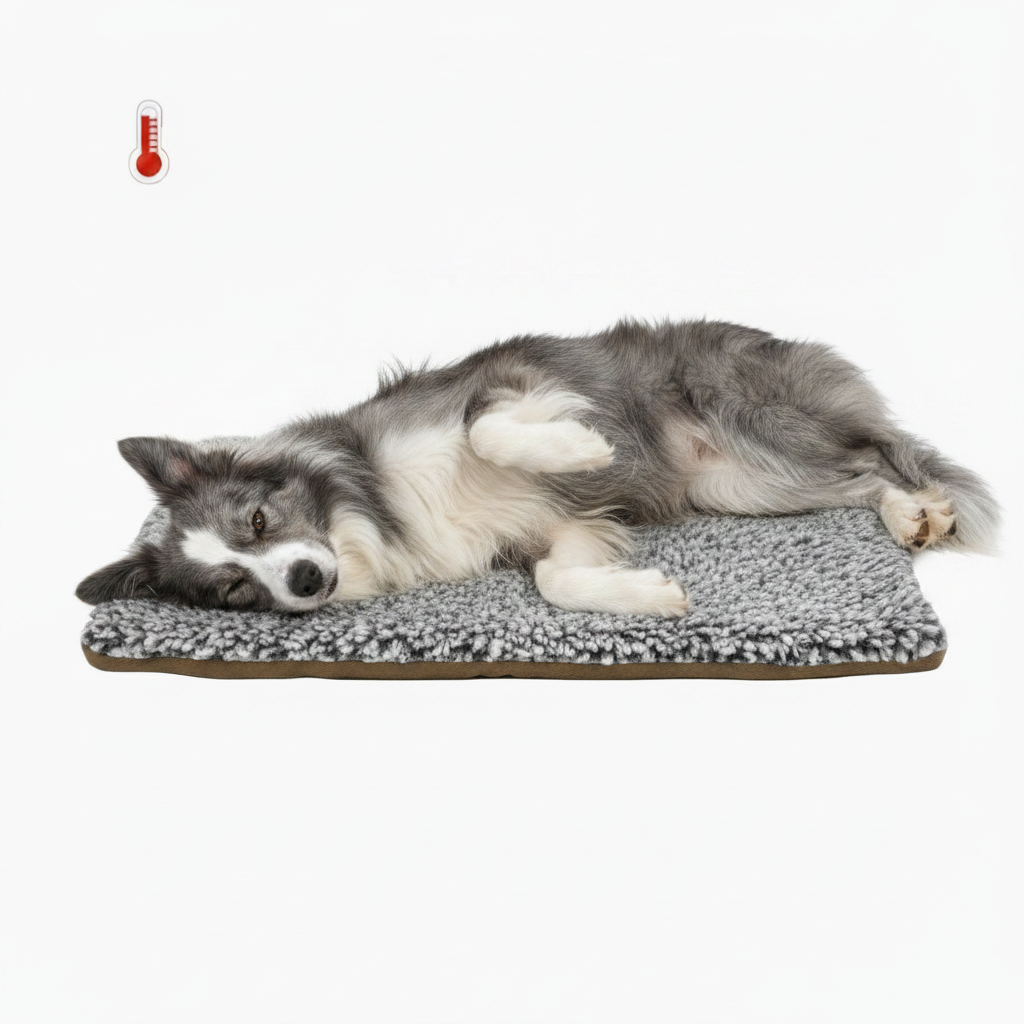 70 x 115 CM Self-Warming Thermal Pet Fluffy Mat with Machine Washable & Removable Zippered Cover - Waterproof Soft Cotton Fleece Bed for Dogs & Cats