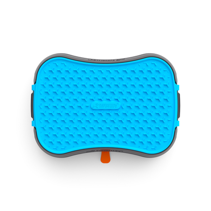 4-in-1 Slow Feeder Dog Bowl - Dark Grey Bowl with Blue Lickmat