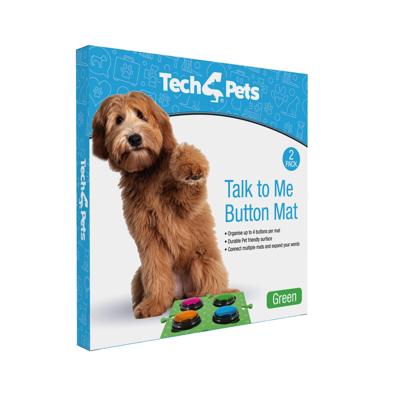 Tech4Pets Green Mat 2-Pack for Talking Buttons & Floor