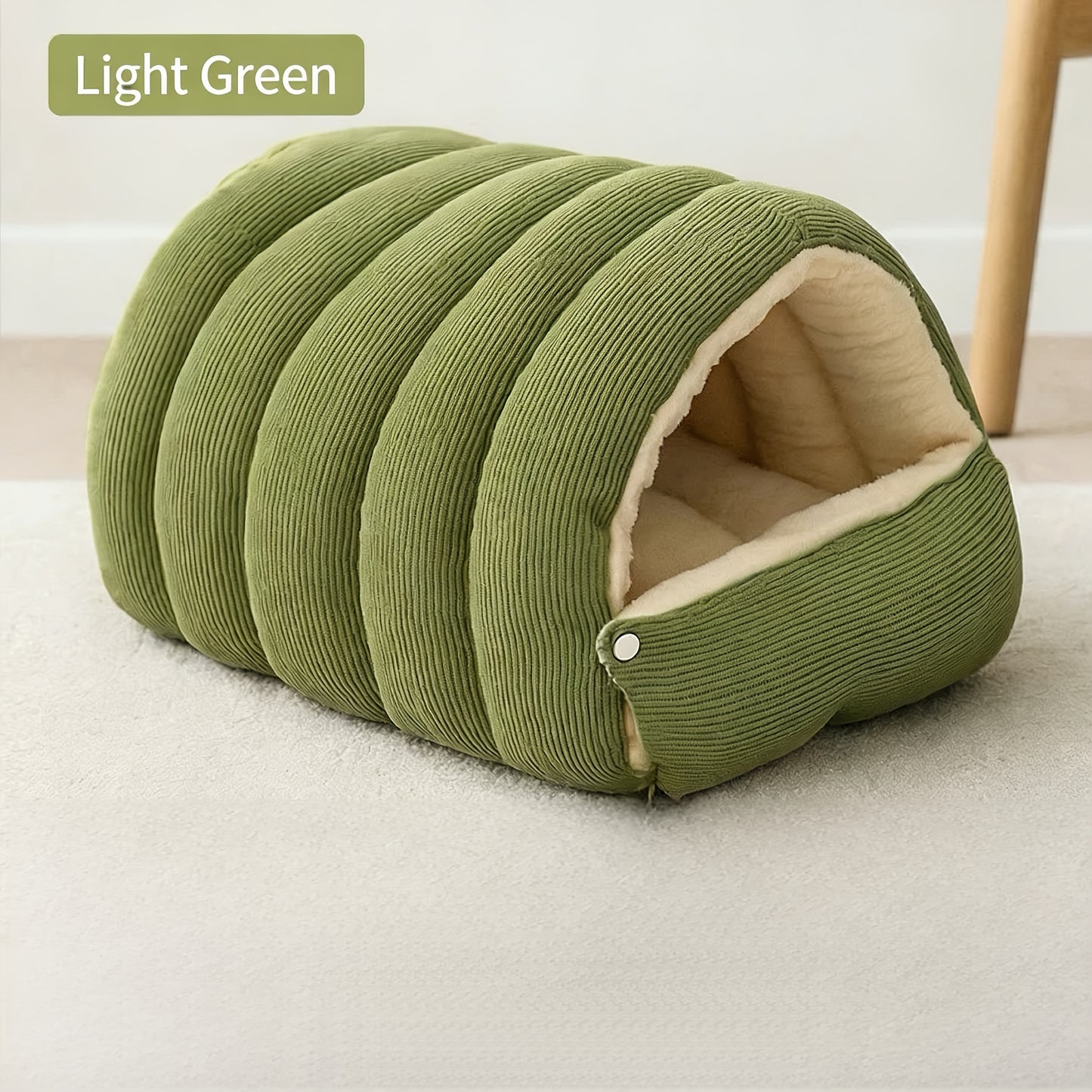 High-Elasticity Warm Cat Bed: 57×37×28cm Wrapped Design, Striped Fleece + Arctic Fleece Heat Retention, Removable & Washable（light purple）