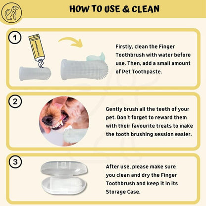Dog Toothbrush 2 Pack Toothbrush And Storage Case Non-Toxic Silicone Teeth Cleaning Breath Dental Care Plaque Off