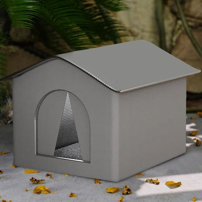 1 Pack Waterproof Insulated Outdoor Cat House for Homeless Cats and Small Animals, 42 x 42 x 42cm, Gray