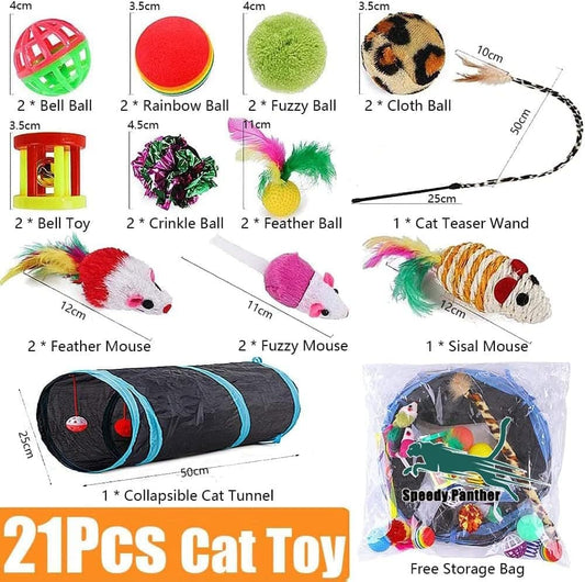 21 Piece Cat Toys for Kittens and Cats