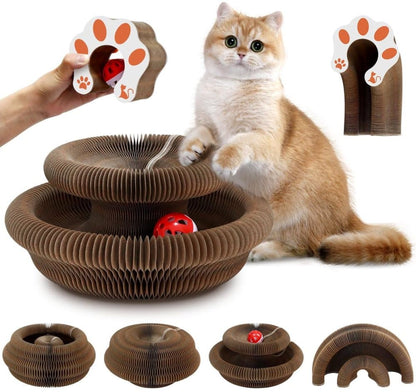 2-in-1 Cat Scratching Mat with Ball and Bell, Interactive Cat Toy, Magnetic Design, Compatible with All Cats, 40x30cm