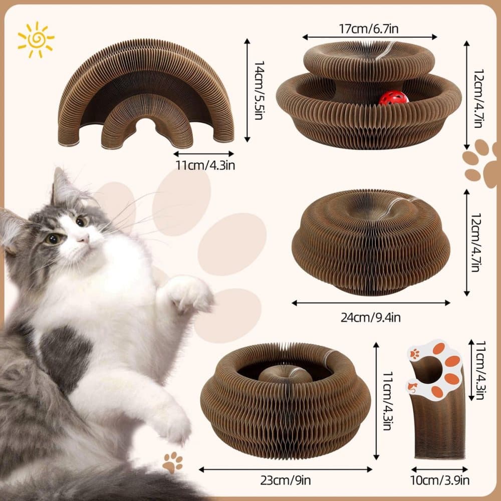 2-in-1 Cat Scratching Mat with Ball and Bell, Interactive Cat Toy, Magnetic Design, Compatible with All Cats, 40x30cm