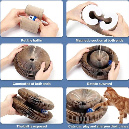 2-in-1 Cat Scratching Mat with Ball and Bell, Interactive Cat Toy, Magnetic Design, Compatible with All Cats, 40x30cm
