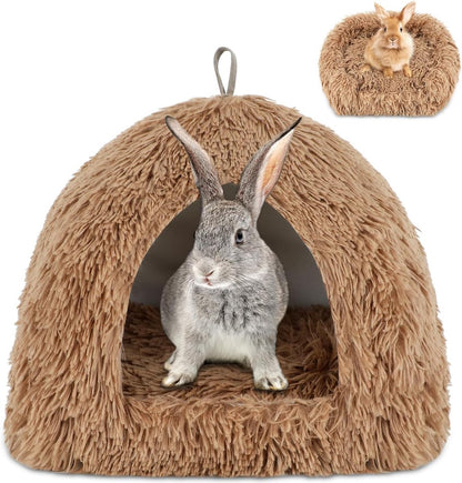 Cat Basket - Rabbit House - Cat House - Plush - Warmth - 40x40x37 CM - Rodent - Cat Bed - Kitten Basket - Animal House - Cat Cushion - Cat Den - Cat Houses - Cat Cave - Brown - Comfortable & Soft - For Rabbits, Cat, Guinea Pigs, Hamsters, Puppies