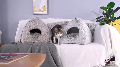 Cat Basket - Rabbit House - Cat House - Plush - Warmth - 40x40x37 CM - Rodent - Cat Bed - Kitten Basket - Animal House - Cat Cushion - Cat Den - Cat Houses - Cat Cave - Brown - Comfortable & Soft - For Rabbits, Cat, Guinea Pigs, Hamsters, Puppies