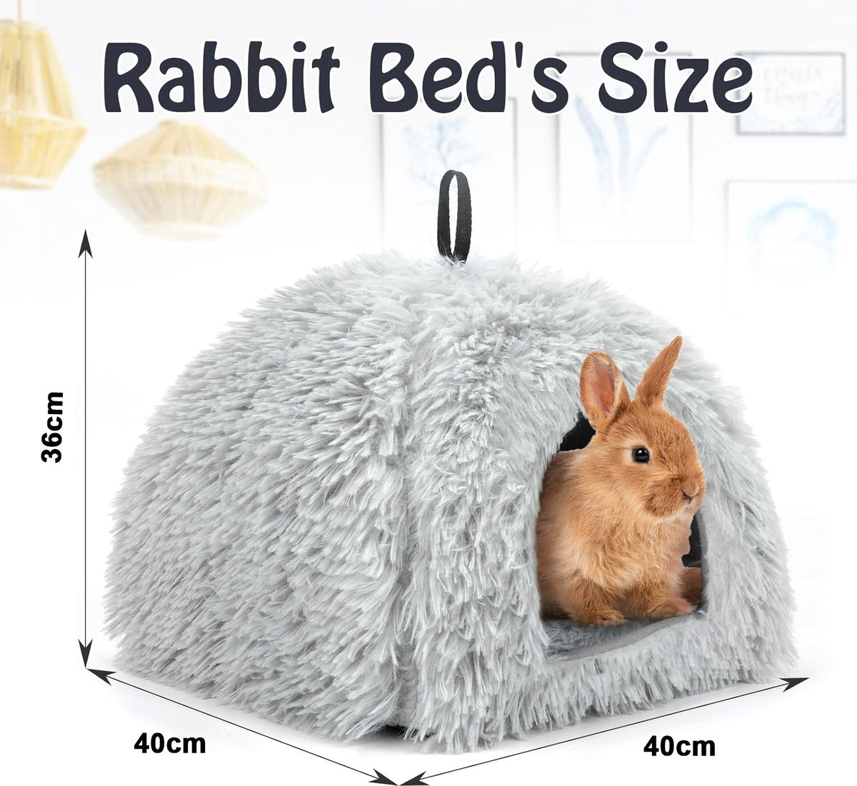 Cat Basket - Rabbit House - Cat House - Plush - Warmth - 40x40x37 CM - Rodent - Cat Bed - Kitten Basket - Animal House - Cat Cushion - Cat Den - Cat Houses - Cat Cave - Brown - Comfortable & Soft - For Rabbits, Cat, Guinea Pigs, Hamsters, Puppies