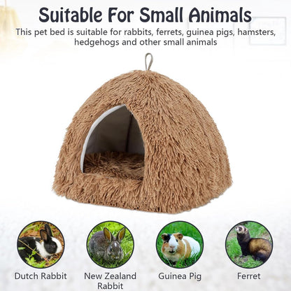 Cat Basket - Rabbit House - Cat House - Plush - Warmth - 40x40x37 CM - Rodent - Cat Bed - Kitten Basket - Animal House - Cat Cushion - Cat Den - Cat Houses - Cat Cave - Brown - Comfortable & Soft - For Rabbits, Cat, Guinea Pigs, Hamsters, Puppies