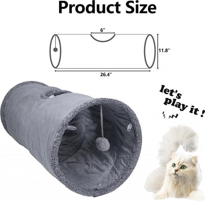 Cat Tunnel with Play Ball - 67cm - Play Tunnel - Rabbit Tunnel - Cat House - Dog Tunnel - Cat Toys - Cat Toys - Crawl Tunnel - Cat Toy - Foldable - Extra Sturdy - Anthracite