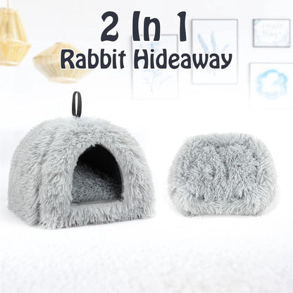 Cat Basket - Rabbit House - Cat House - Plush - Warmth - 40x40x37 CM - Rodent - Cat Bed - Kitten Basket - Animal House - Cat Cushion - Cat Den - Cat Houses - Cat Cave - Grey - Comfortable & Soft - For Rabbits, Cat, Guinea Pigs, Hamsters, Puppies