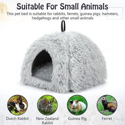 Cat Basket - Rabbit House - Cat House - Plush - Warmth - 40x40x37 CM - Rodent - Cat Bed - Kitten Basket - Animal House - Cat Cushion - Cat Den - Cat Houses - Cat Cave - Grey - Comfortable & Soft - For Rabbits, Cat, Guinea Pigs, Hamsters, Puppies