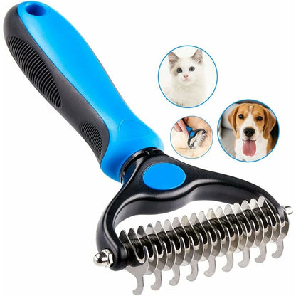 Professional Dog and Cat Dematting Comb for Long Hair Pets, Grooming Rake to Remove Undercoat
