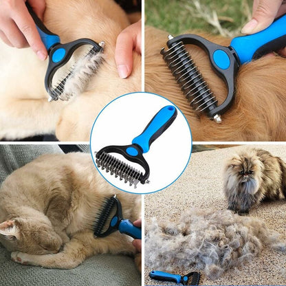 Professional Dog and Cat Dematting Comb for Long Hair Pets, Grooming Rake to Remove Undercoat